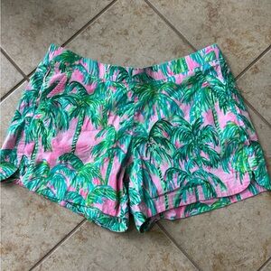 Lilly Pulitzer Pink and Green Leaf Print Shorts